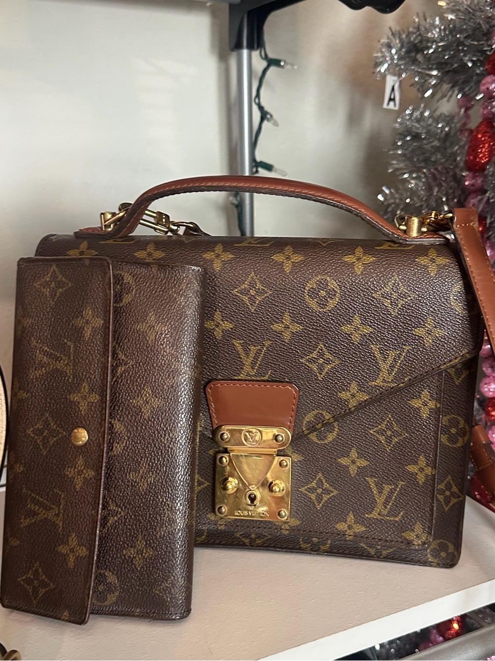 🔥$699 FREE WALLET🔥Louis Vuitton LV  Monceau S-Lock Bag Brown Monogram